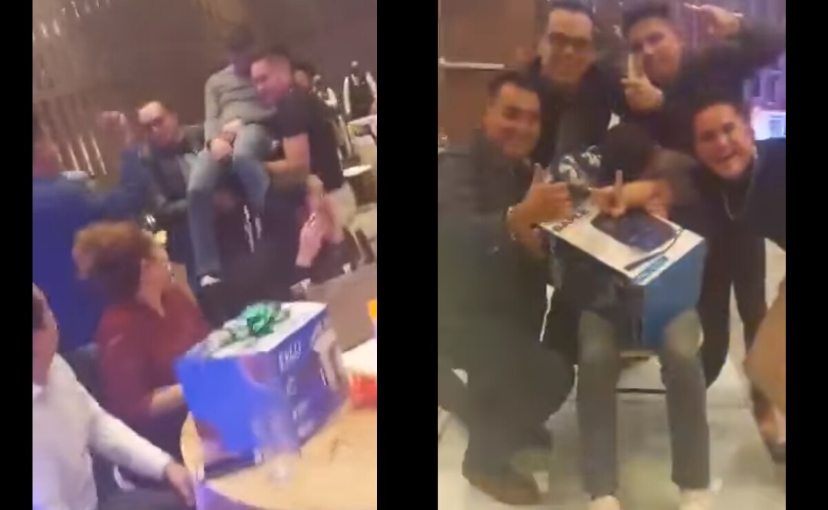 Video viral: borracho gana premio en posada y sus amigos lo cargan para que lo recoja