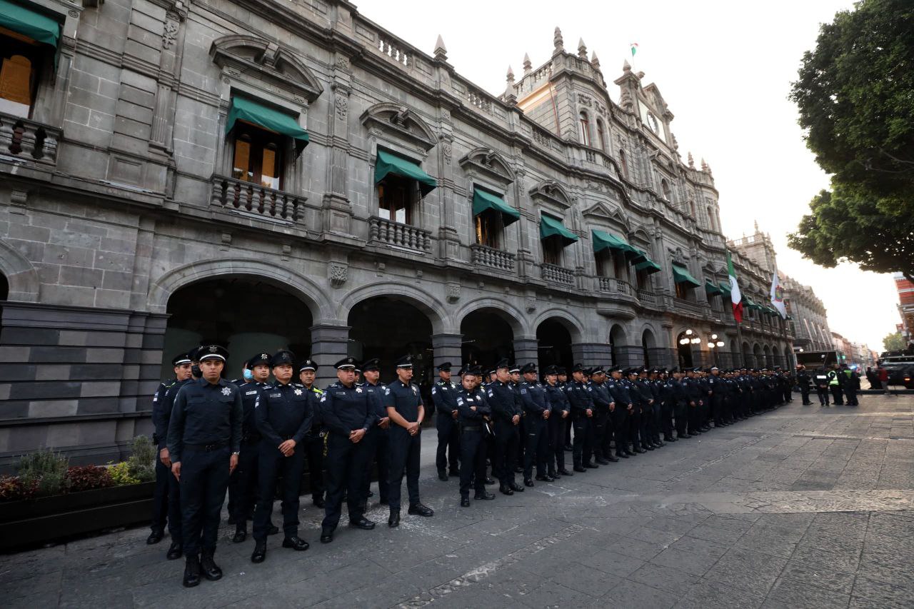 Autoridades encabezan el pase de lista a las Fuerzas Municipales de Seguridad Ciudadana | Foto: Ayuntamiento de Puebla
