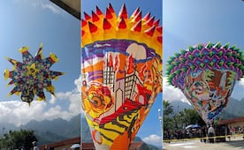 Globos de Cantoya de hasta 15 metros iluminan Zongozotla por Día de Muertos