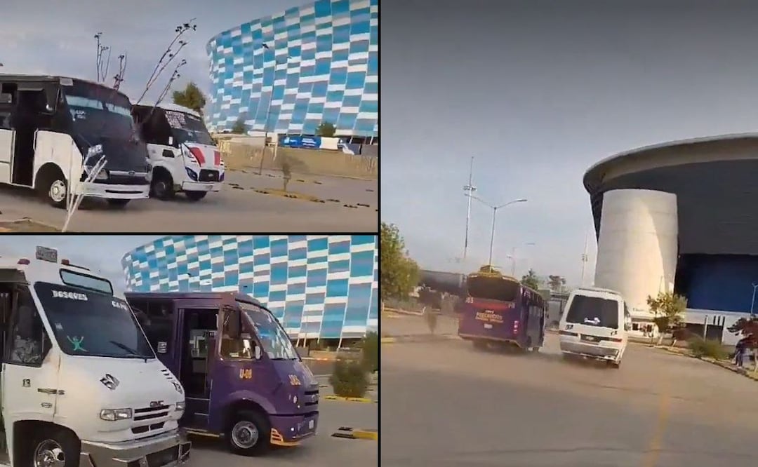 Al menos 6 unidades de transporte público participaron en estas carreritas | Foto: Screenshot de video de redes sociales
