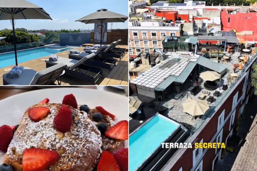 Desayuna y nada en esta terraza de lujo con alberca en el Centro de Puebla