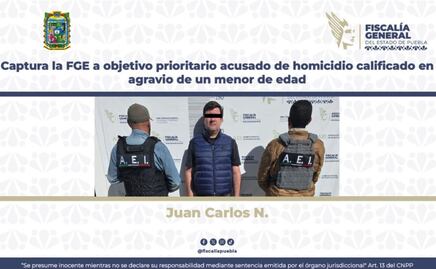 Captura la FGE a objetivo prioritario acusado de homicidio calificado en agravio de un menor de edad