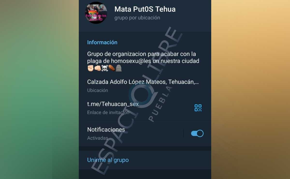 Crean grupo de Telegram para asesinar a la comunidad LGBTIQ+ en Tehuacán