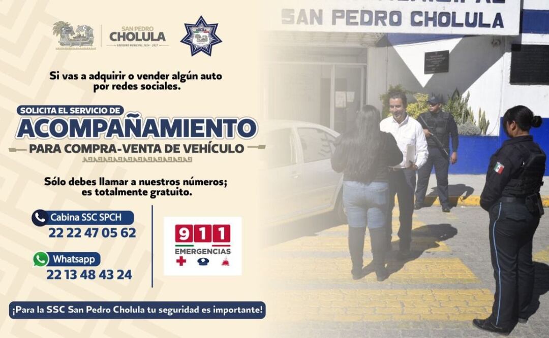 La Secretaría de Seguridad Ciudadana de San Pedro Cholula ofrece el servicio gratuito de acompañamiento / Foto: Especial
