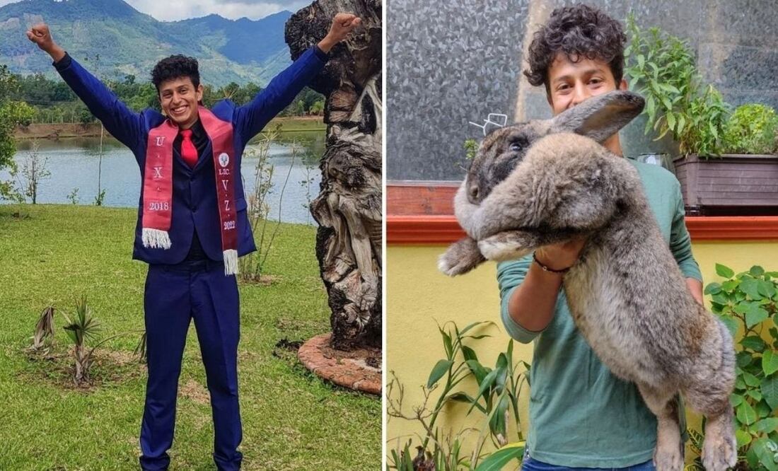 BUAP. Se gradúa alumno criador de conejos gigantes de Flandes