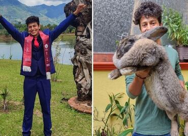 BUAP. Se gradúa alumno criador de conejos gigantes de Flandes