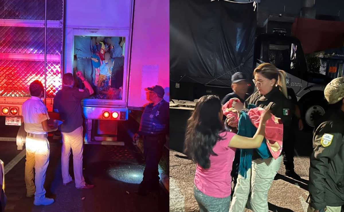 Rescatan a 200 migrantes hacinados en caja de tráiler sobre la México-Puebla