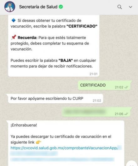 Certificado de vacunación Covid Puebla. ¿Cómo pedir corrección de datos por Whatsapp?