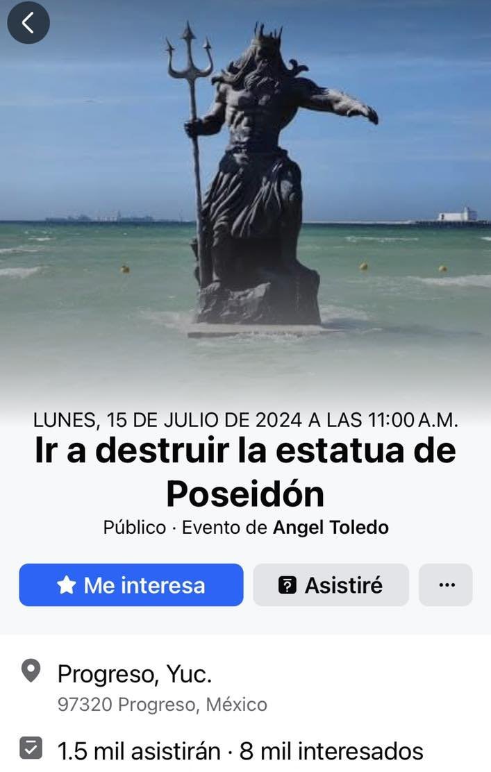 A medida que se acerca el huracán Beryl, crece la polémica sobre la escultura de Poseidón