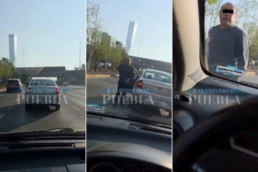 VIDEO Le toca el claxon y lo persigue un montachoques en el Periférico de Puebla