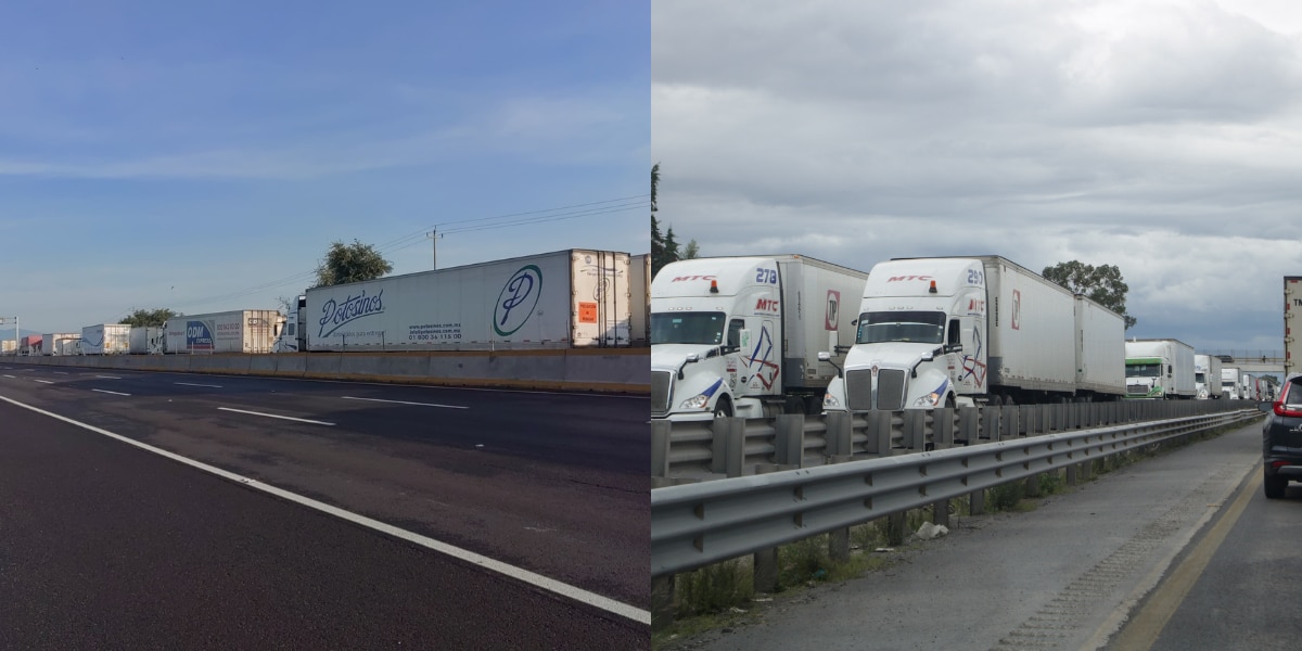 Transportistas en la autopista México-Puebla / Foto EsImagen