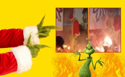 VIDEO Grinch salva la Navidad, sofoca incendio en Piaxtla