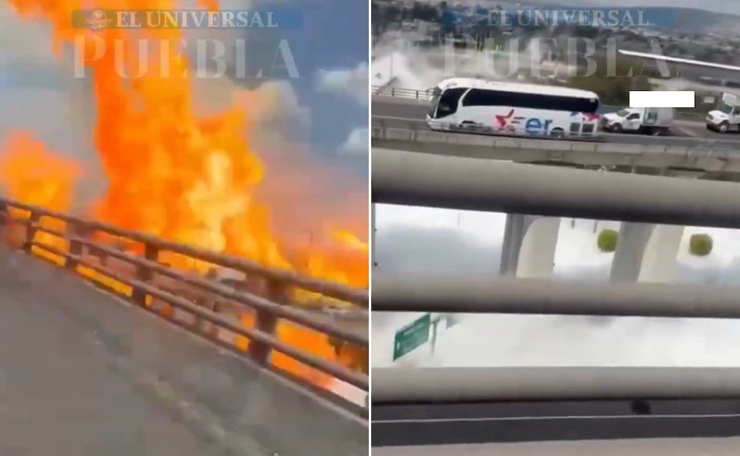 Por segundos, un autobús de Estrella Roja se salvó de las llamas tras la explosión de una pipa de gas en el puente de la Concordia | Foto: Captura de video