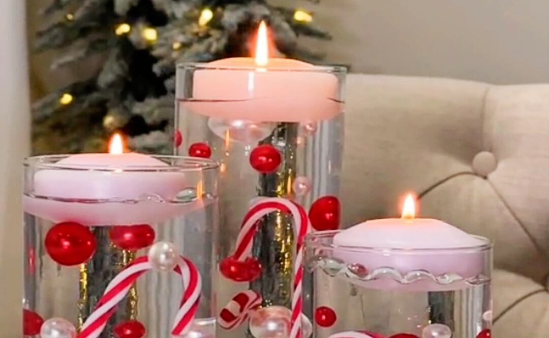 Las velas flotantes de Navidad son las preferidas de los tiktokers y sólo necesitas bolitas de hidrogel, un recipiente y adornitos | Foto: captura de video de Tiktok @rocioruizhomedecor