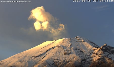¿Cómo amaneció hoy el volcán Popocatépetl? 16 de mayo 2021