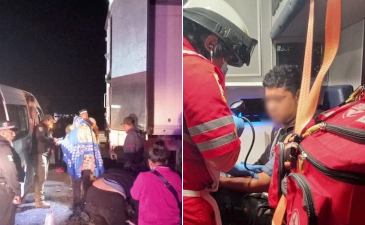 Rescatan a 89 migrantes hacinados en tráiler sobre la autopista Puebla-Orizaba