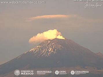Monitoreo del volcán Popocatépetl, 22 de junio 2021