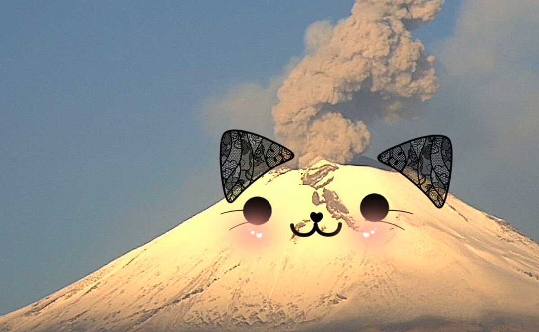 El volcán Popocatépetl con cara de gatito luce menos amenazante | foto: Twitter @jess_gz24