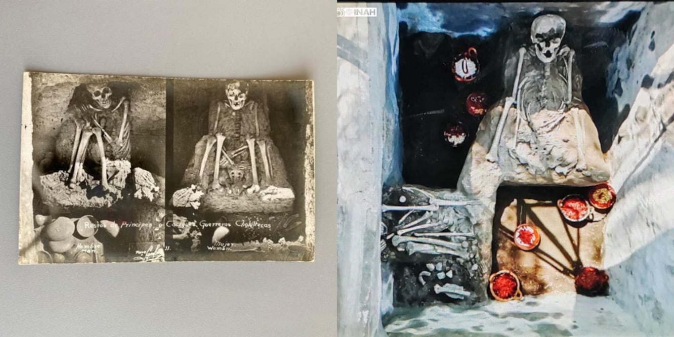 Cráneos esculpidos, zona arqueológica de Cholula / Foto: INAH / Archivo Histórico de Fotografías de la Región Cholulteca Poblana. Colección John O’Leary