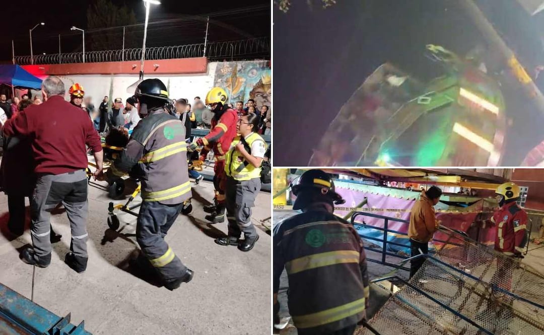 Tres personas fueron lanzadas por juego mecánico en feria de Lomas de Castillotla | Foto: Video/PC Estatal