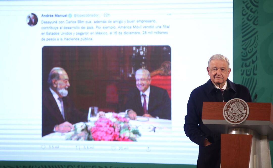 El presidente López Obrador desayunó ayer en Palacio Nacional con el empresario. Foto: Germán Espinosa / EL UNIVERSAL