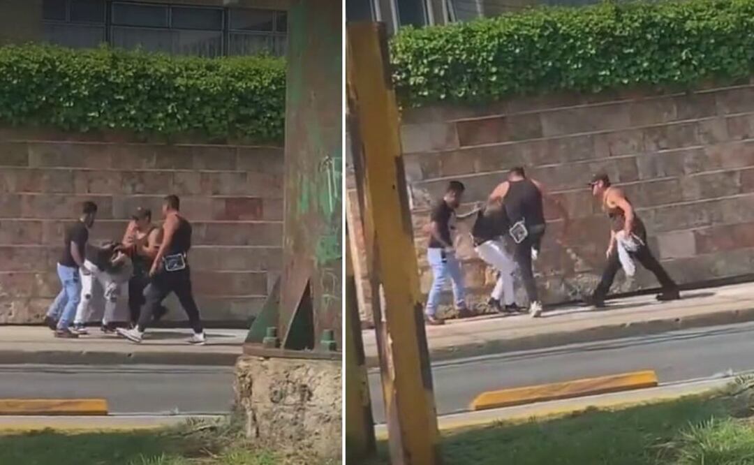 La brutal golpiza contra un hombre en Diagonal Defensores de la República fue captada en video | Foto: Captura Tv Azteca