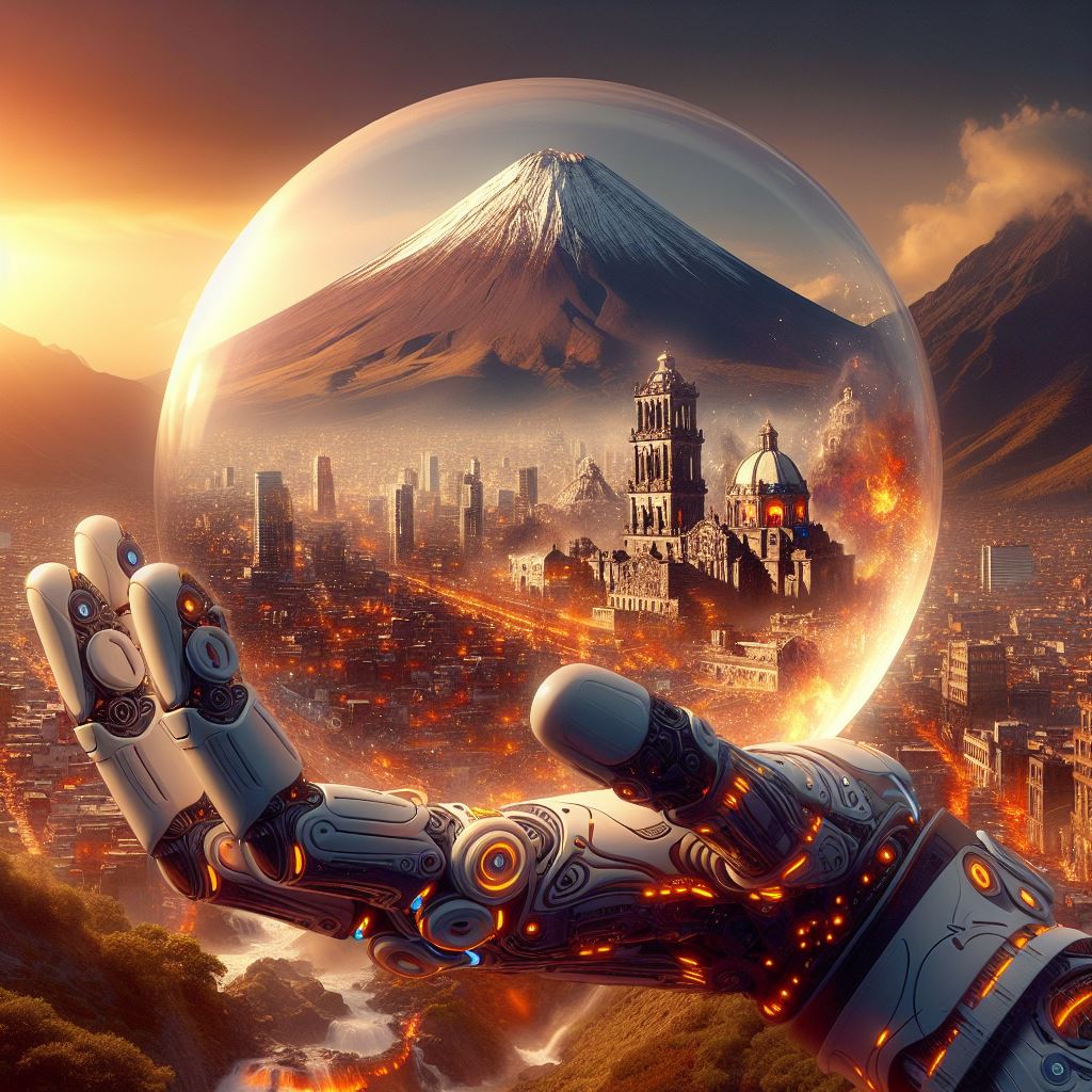 Así visualiza la Inteligencia Artificial el futuro de la población en Puebla | Foto generada por BING