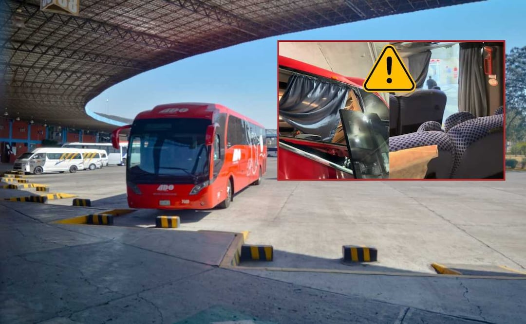 El autobús de ADO se dirigía a la CDMX cuando fue apedreado en la autopista México-Puebla | Foto: EsImagen / Captura de video