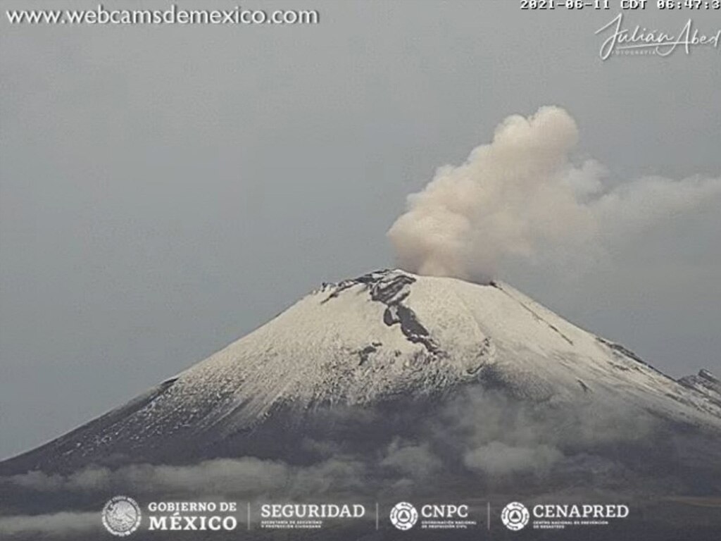 Monitoreo del volcán Popocatépetl, 11 de junio 2021