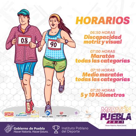 ¿A qué hora inicia el Maratón de Puebla 2021?