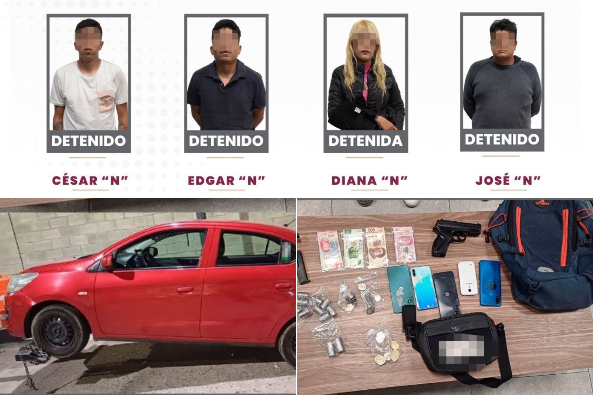 La Policía de la Ciudad aseguró a cinco presuntos asaltantes | Foto: SSC Puebla