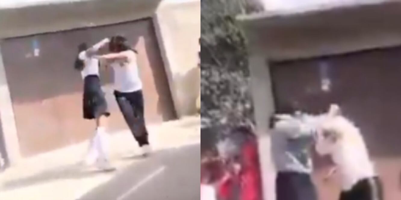 Estudiantes de secundaria fueron captadas en video protagonizando una brutal pelea / Foto: Captura de pantalla