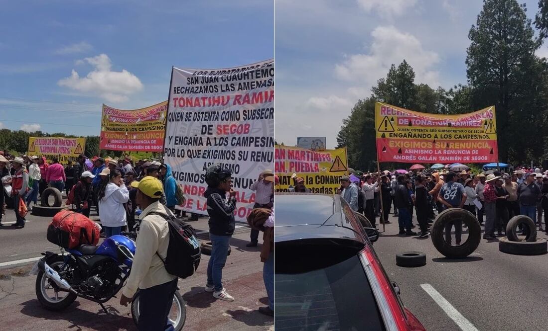 La autopista México-Puebla fue bloqueada por ejidatarios | Foto: EsImagen