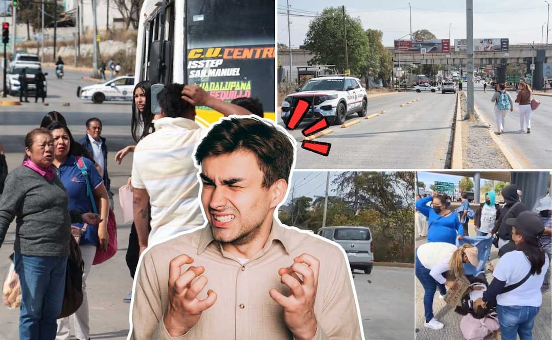 Transportistas desquiciaron el tráfico en Periférico y Valsequillo por más de 2 horas | Foto: EsImagen / Canva / RRSS