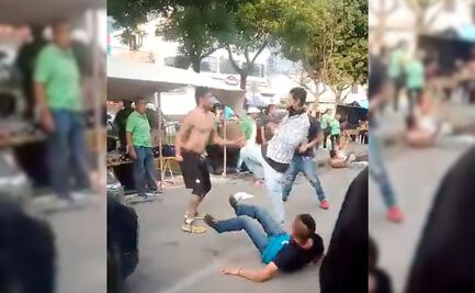 VIDEO. Captan golpiza campal entre comerciantes y conductores en la Romero Vargas