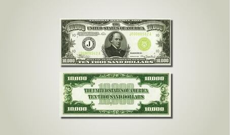 Así es el billete de 10,000 dólares, uno de los más raros del mundo