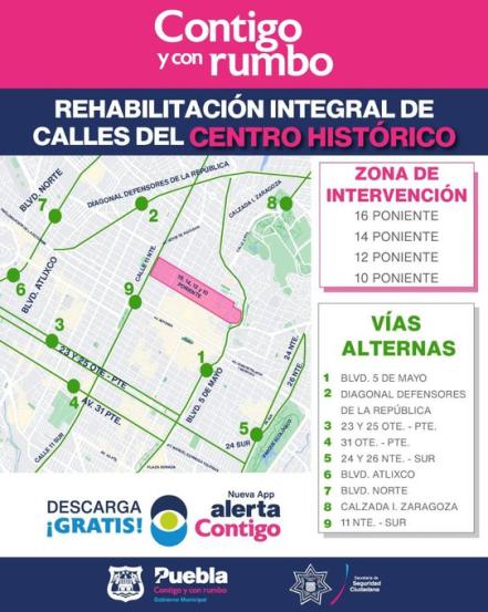 Cerrarán estas calles del Centro Histórico de Puebla, checa qué rutas serán desviadas 