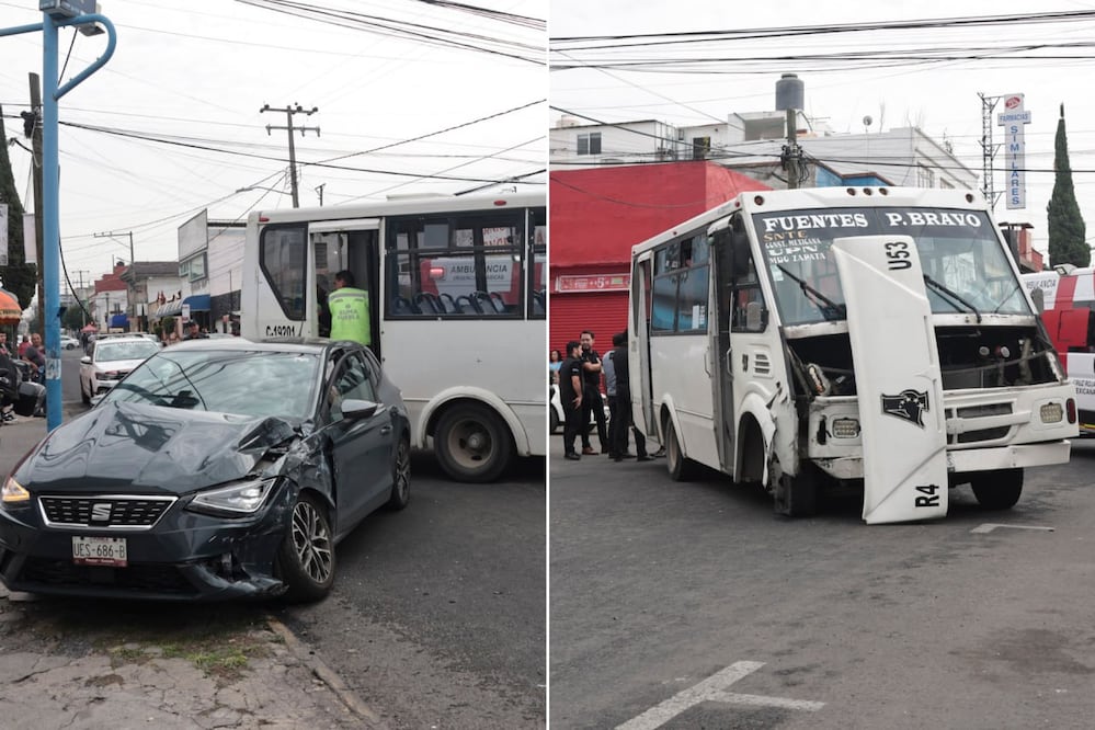 El choque entre una unidad de la Ruta 4 y un automóvil particular dejó tres personas lesionadas | Foto: EsImagen