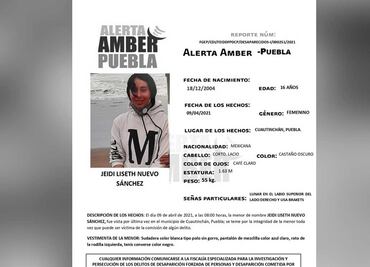 Activan Alerta Amber para localizar a adolescente de 16 años