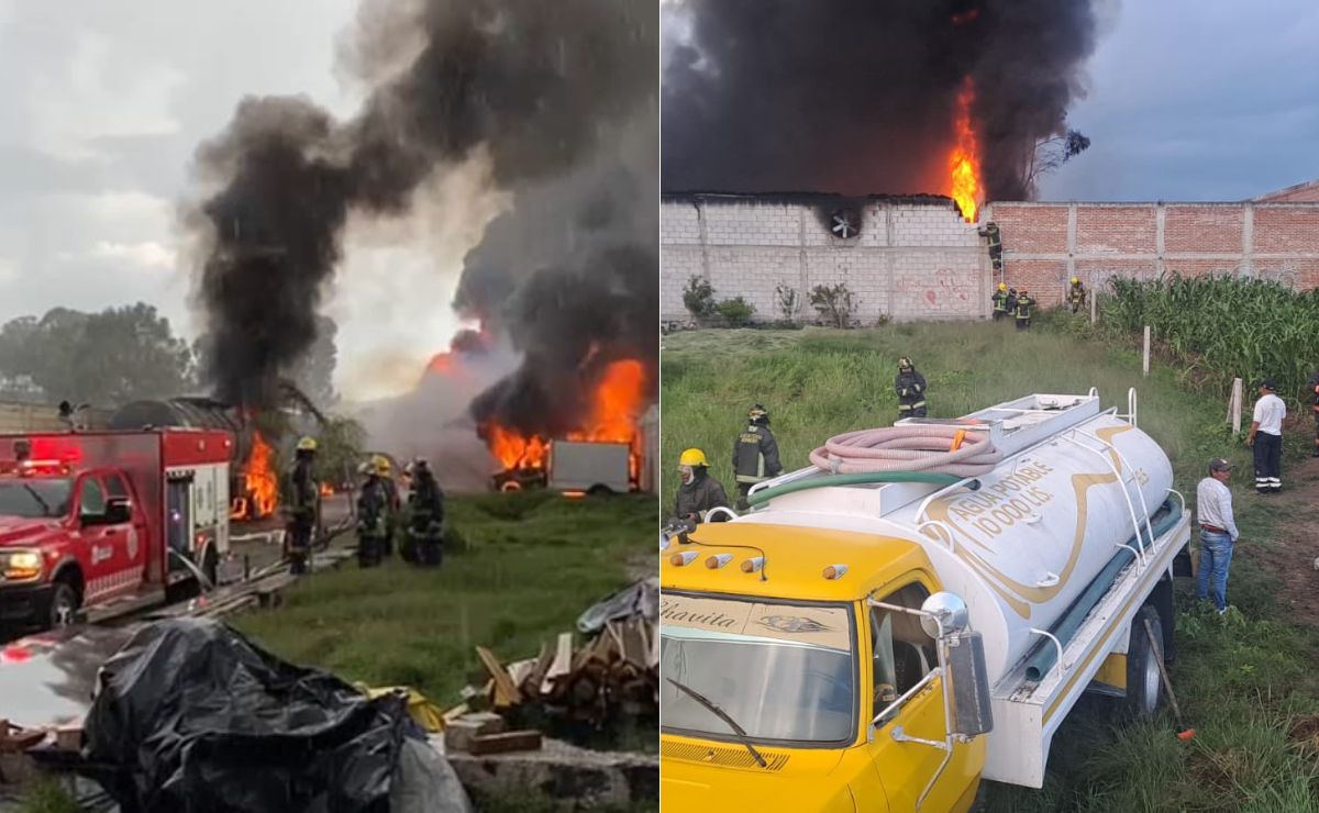 Un incendio en una bodega de Santa Clara Ocoyucan provocó una fuerte movilización | Foto: X PC Estatal Puebla