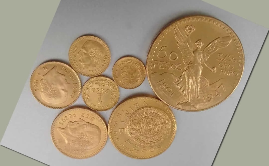 Familia de monedas de oro del Centenario. Foto: Especial EL UNIVERSAL PUEBLA