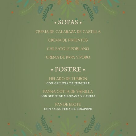 Menú y paquetes navideños para grupos en Augurio Restaurante Puebla