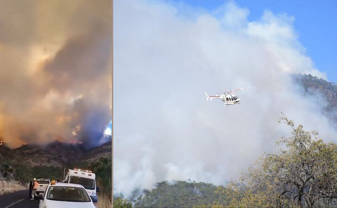 El viento ha dificultado las labores de combate del incendio forestal en Libres | Foto: Gobierno del Estado y Colectivo Mayahuel