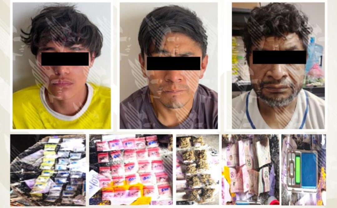 Durante el cateo encontraron dosis de cristal, marihuana, una báscula y dinero en efectivo | Foto: FGE