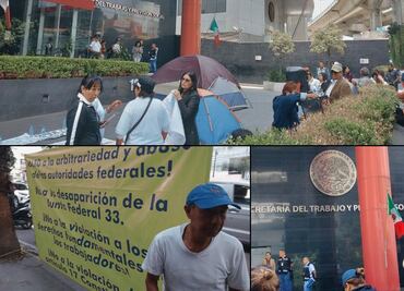 Trabajadores de la Junta federal de Conciliación y Arbitraje de Puebla protestan en CDMX