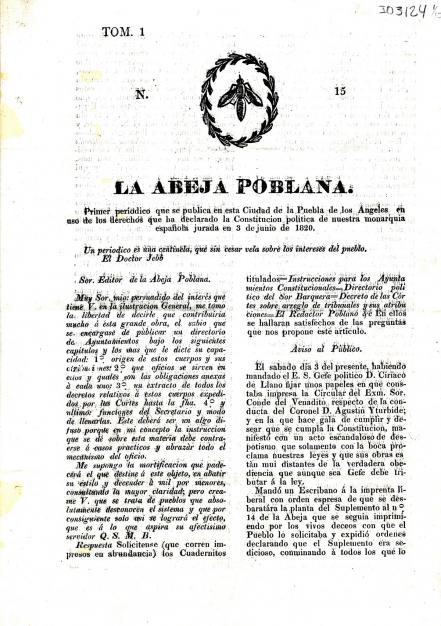 ​La Abeja Poblana, el primer periódico de la ciudad de Puebla