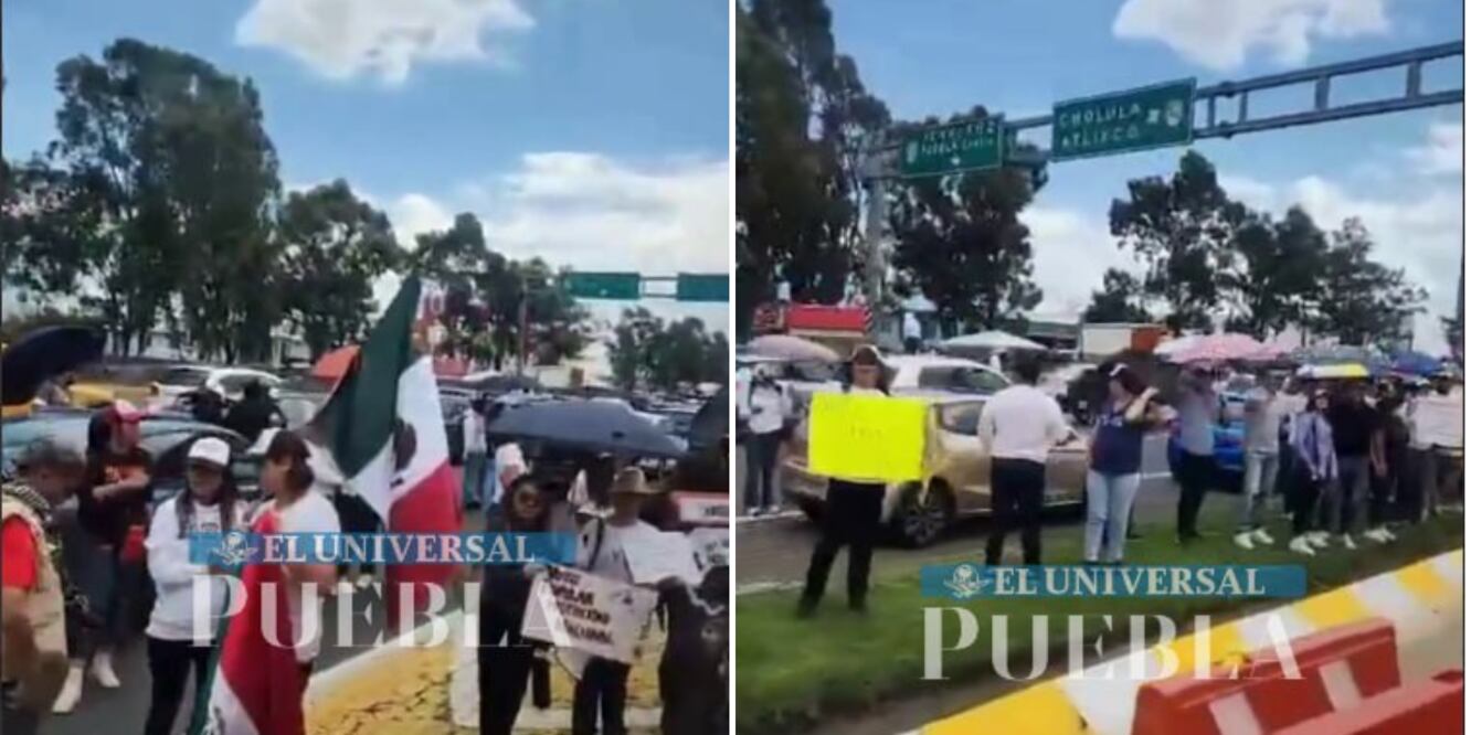 Empleados del PFJ bloquearon la autopista México-Puebla, en ambos sentidos, en protesta por la reforma al Poder Judicial / Foto: Captura de pantalla
