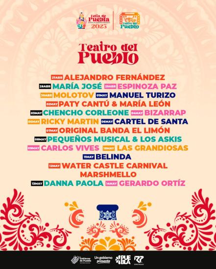 Bizzarap, Ricky Martin, Alejandro Fernández y más en la Feria de Puebla 2023 