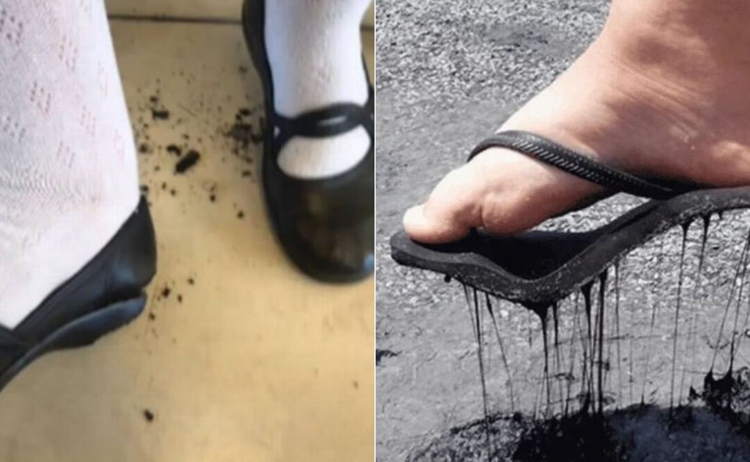 El calor intenso podría derretir los zapatos de plástico | Foto: Redes Sociales