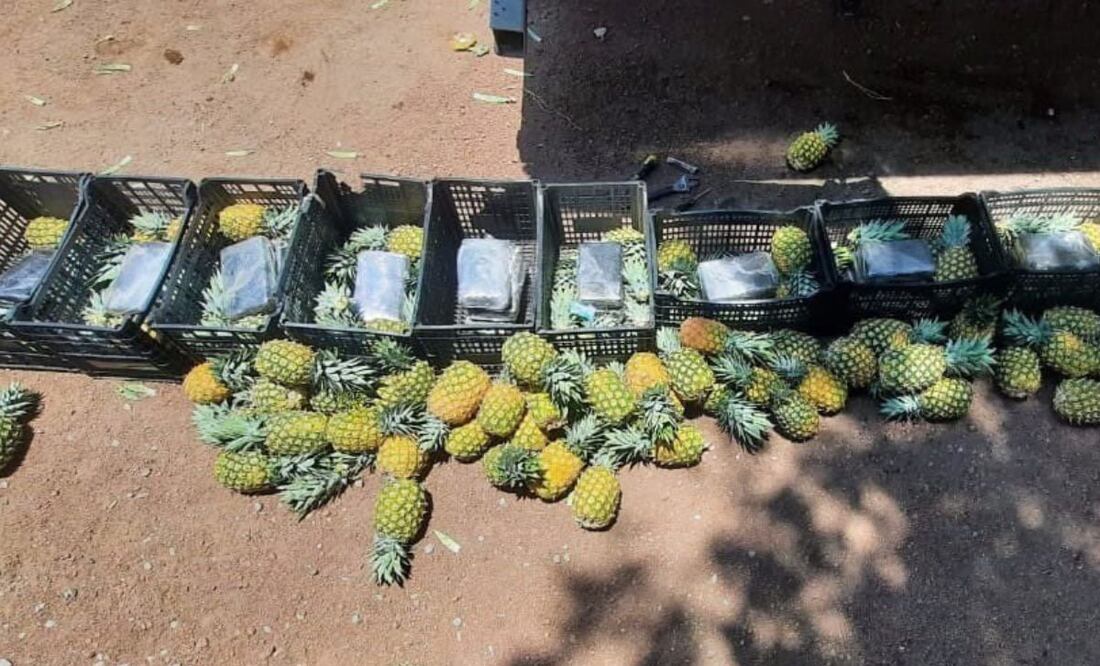 La Guardia Nacional detectó el cargamento de 300 kilos de cocaína escondidos en un tráiler con piñas en la Puebla-Acatzingo. | Foto: Twitter Guardia Nacional